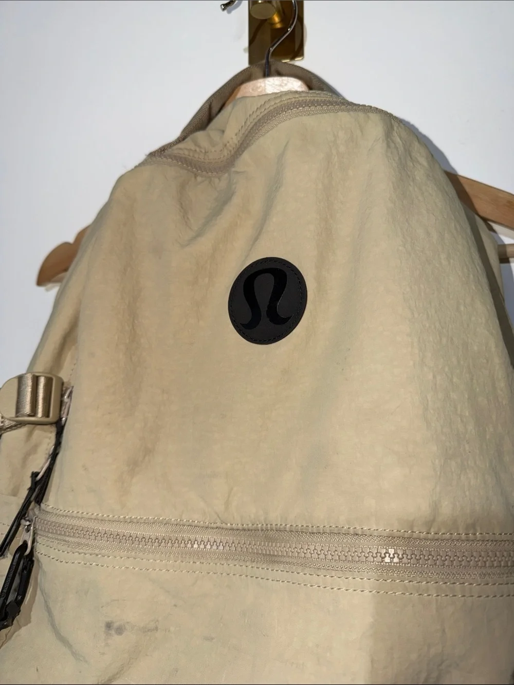 lululemon athletica Tan Khaki Backpack with Front Zip Pocket
